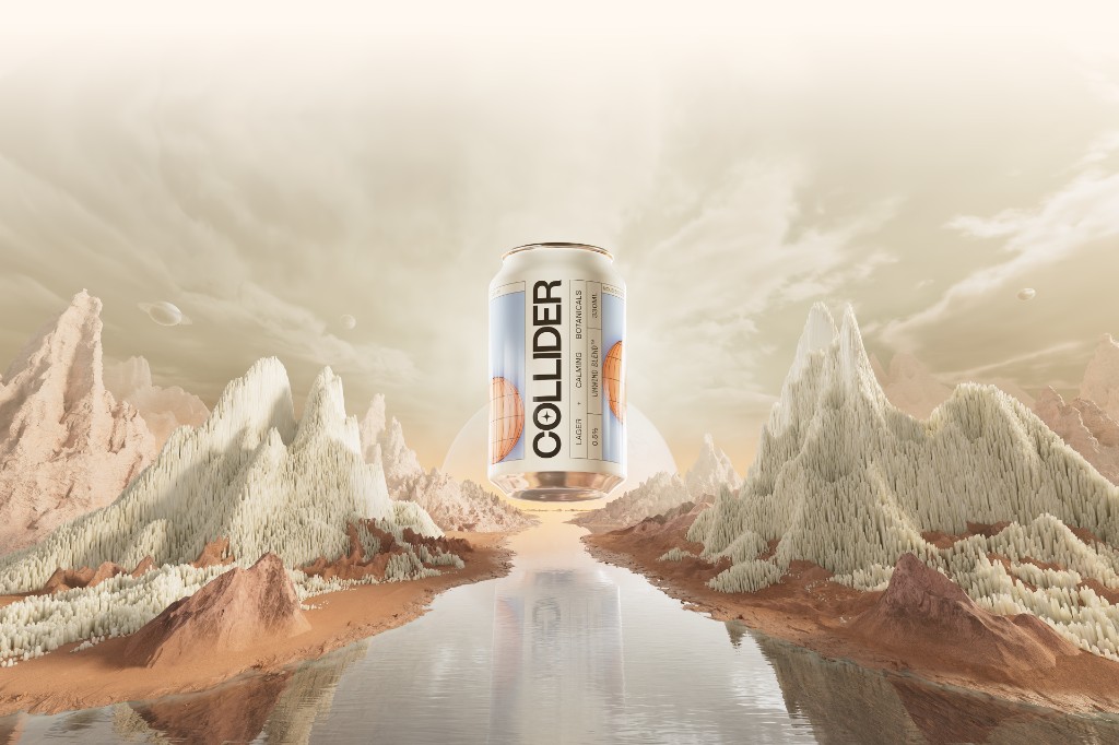 Collider non-alcoholic beer can